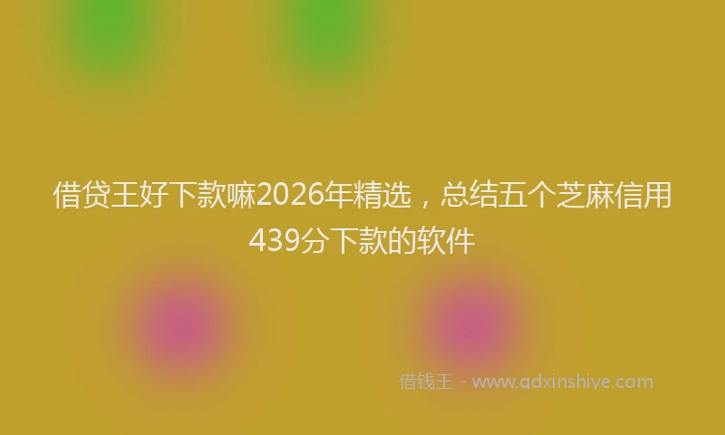 借贷王好下款嘛2026年精选，总结五个芝麻信用439分下款的软件