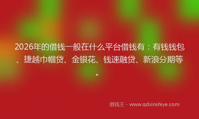 2026年的借钱一般在什么平台借钱有：有钱钱包、捷越巾帼贷、金银花、钱速融贷、新浪分期等。