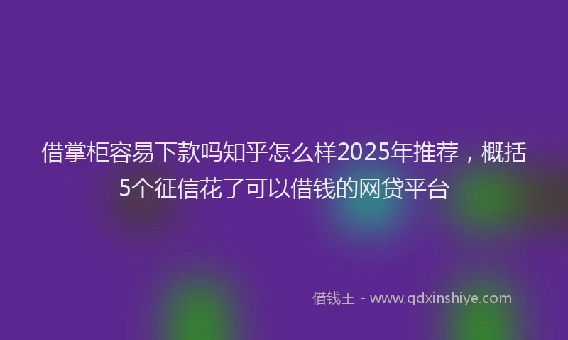 借掌柜容易下款吗知乎怎么样2025年推荐，概括5个征信花了可以借钱的网贷平台