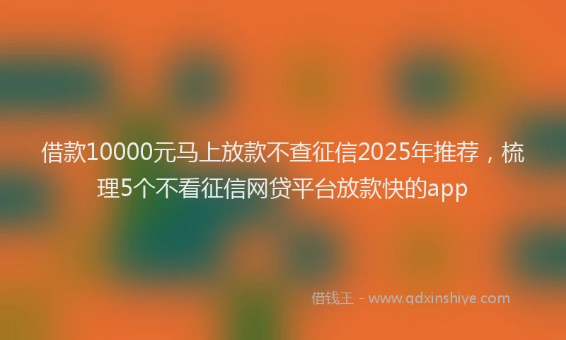 借款10000元马上放款不查征信2025年推荐，梳理5个不看征信网贷平台放款快的app