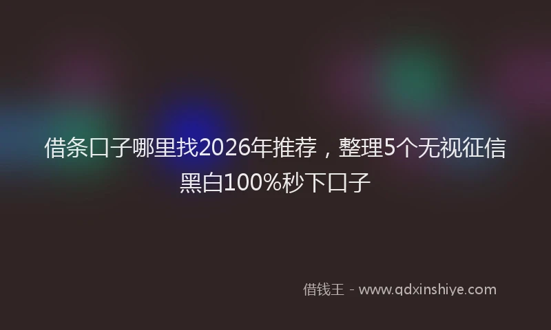 借条口子哪里找2026年推荐，整理5个无视征信黑白100%秒下口子