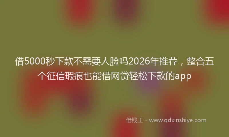借5000秒下款不需要人脸吗2026年推荐,整合五个征信瑕疵也能借网贷轻松下款的app