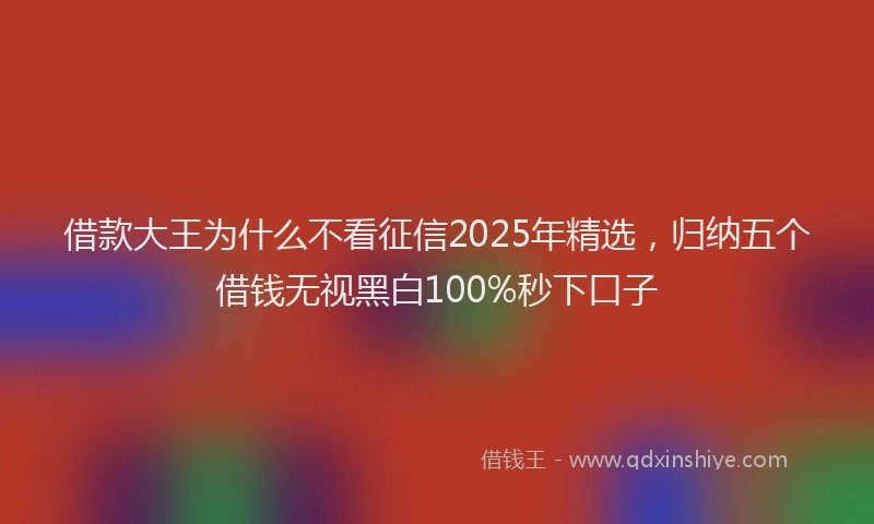 借款大王为什么不看征信2025年精选，归纳五个借钱无视黑白100%秒下口子