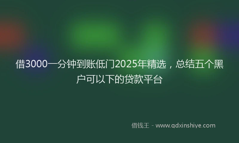 借3000一分钟到账低门2025年精选,总结五个黑户可以下的贷款平台