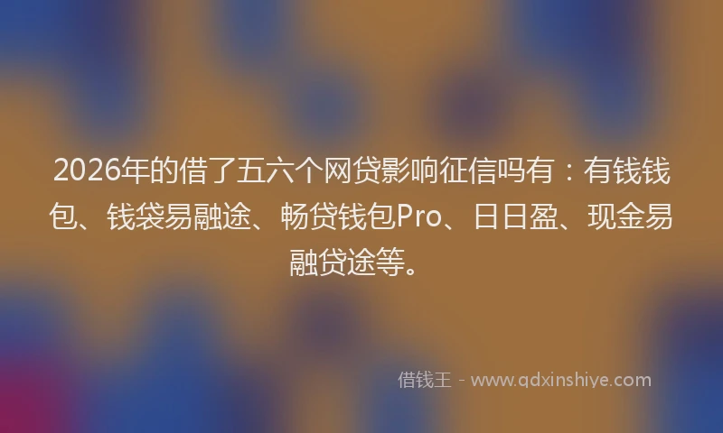 2026年的借了五六个网贷影响征信吗有：有钱钱包、钱袋易融途、畅贷钱包Pro、日日盈、现金易融贷途等。