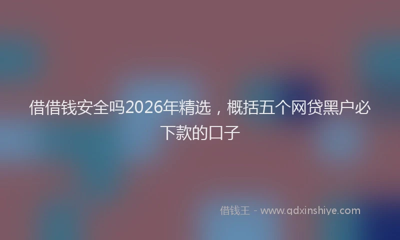 借借钱安全吗2026年精选，概括五个网贷黑户必下款的口子