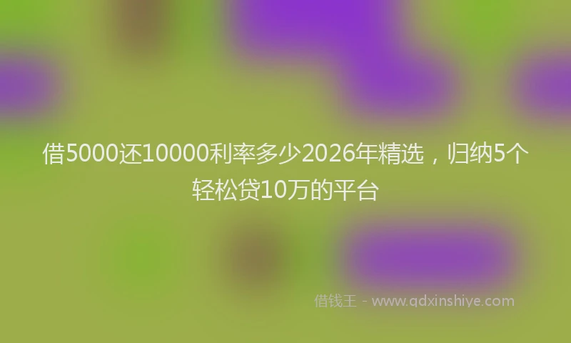 借5000还10000利率多少2026年精选，归纳5个轻松贷10万的平台