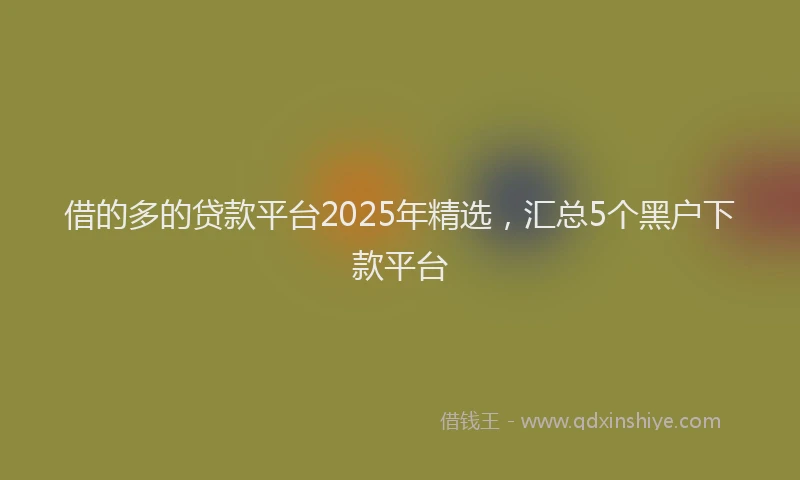 借的多的贷款平台2025年精选，汇总5个黑户下款平台