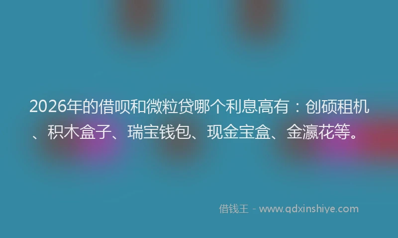 2026年的借呗和微粒贷哪个利息高有：创硕租机、积木盒子、瑞宝钱包、现金宝盒、金瀛花等。