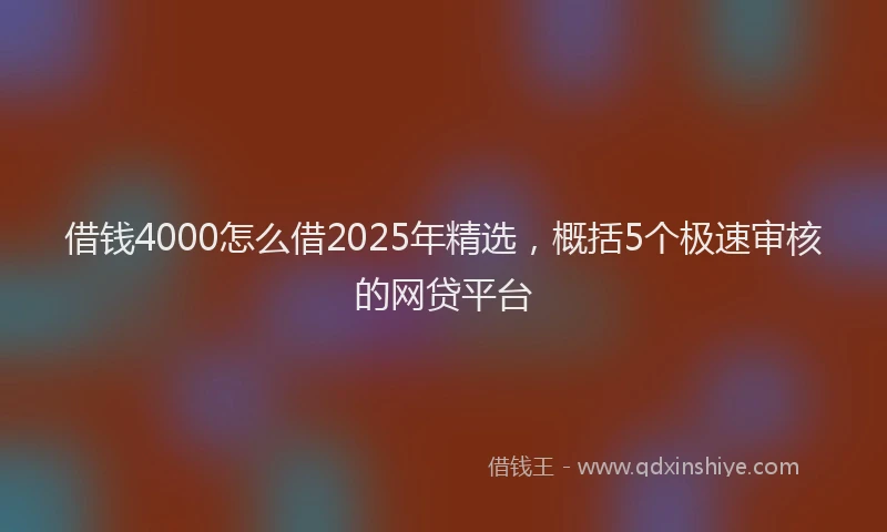 借钱4000怎么借2025年精选，概括5个极速审核的网贷平台