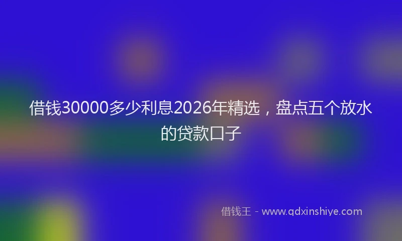 借钱30000多少利息2026年精选，盘点五个放水的贷款口子