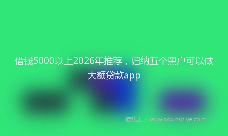 借钱5000以上2026年推荐，归纳五个黑户可以做大额贷款app