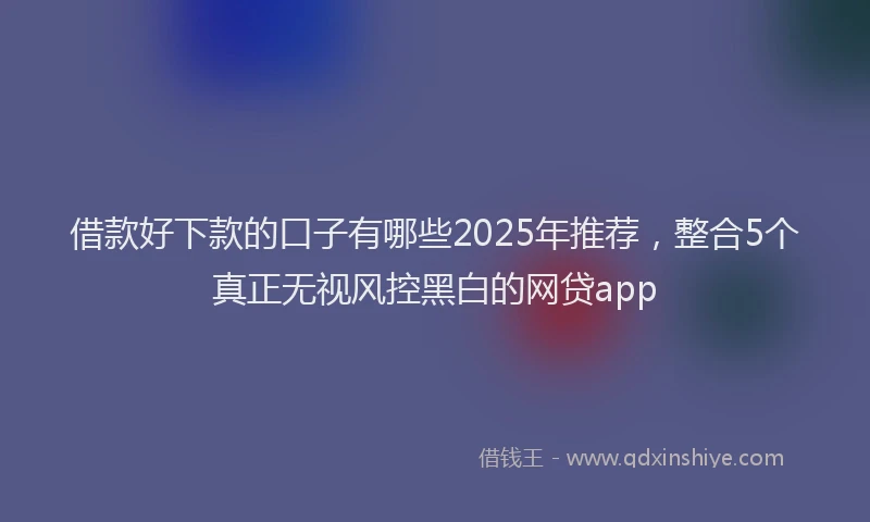 借款好下款的口子有哪些2025年推荐，整合5个真正无视风控黑白的网贷app