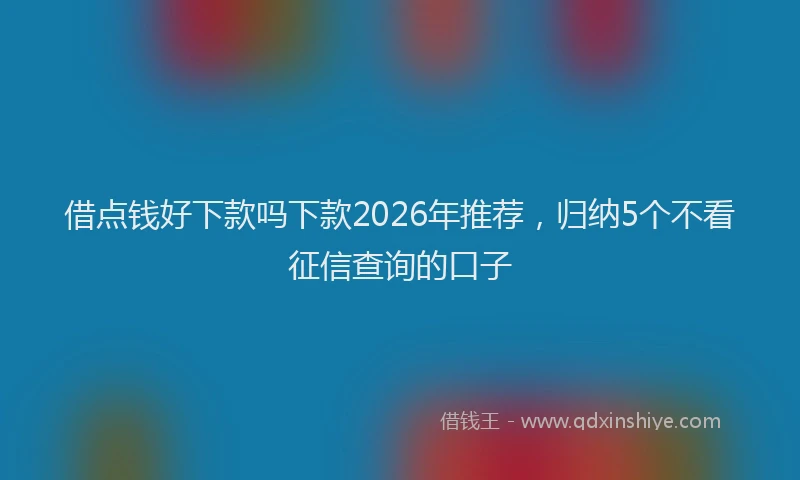 借点钱好下款吗下款2026年推荐,归纳5个不看征信查询的口子