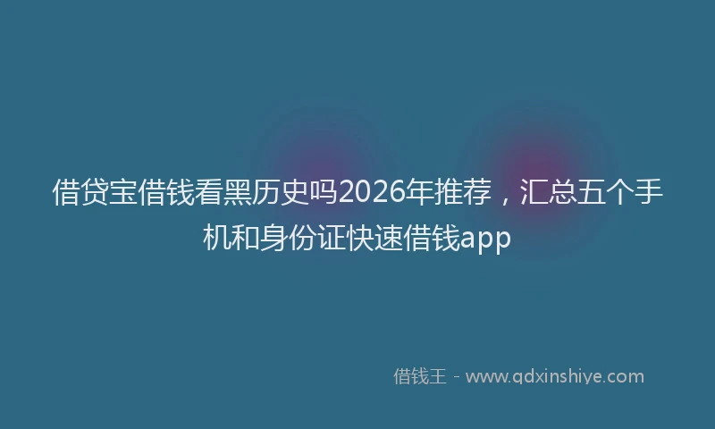 借贷宝借钱看黑历史吗2026年推荐，汇总五个手机和身份证快速借钱app