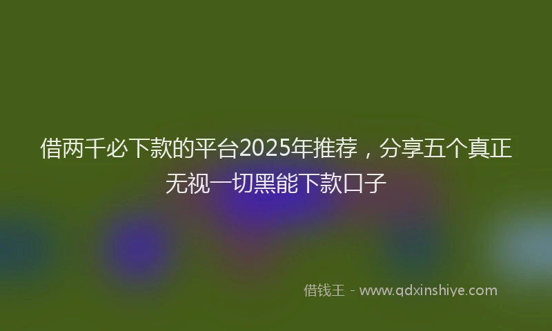 借两千必下款的平台2025年推荐，分享五个真正无视一切黑能下款口子