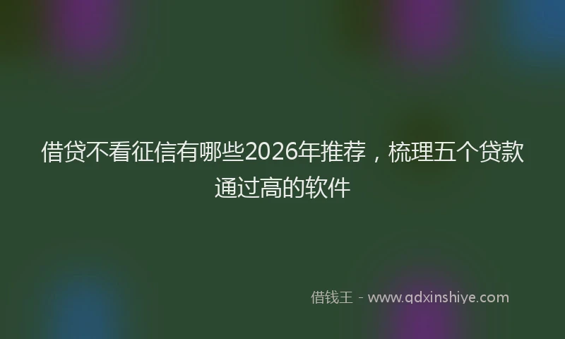 借贷不看征信有哪些2026年推荐,梳理五个贷款通过高的软件