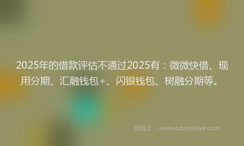 2025年的借款评估不通过2025有：微微快借、现用分期、汇融钱包+、闪银钱包、树融分期等。