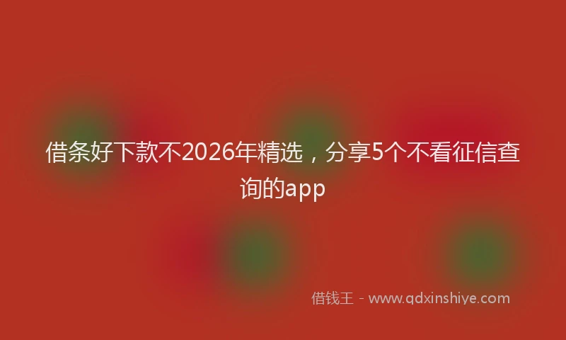 借条好下款不2026年精选，分享5个不看征信查询的app