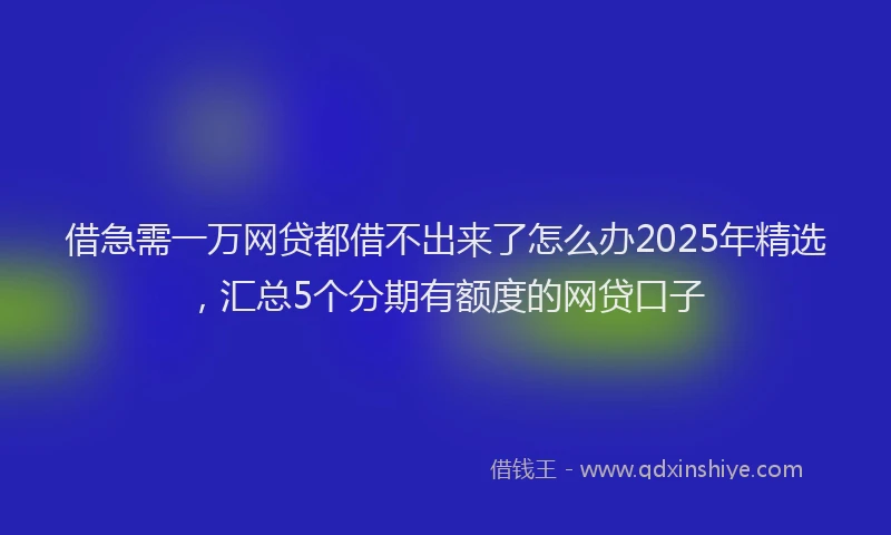 借急需一万网贷都借不出来了怎么办2025年精选,汇总5个分期有额度的网贷口子