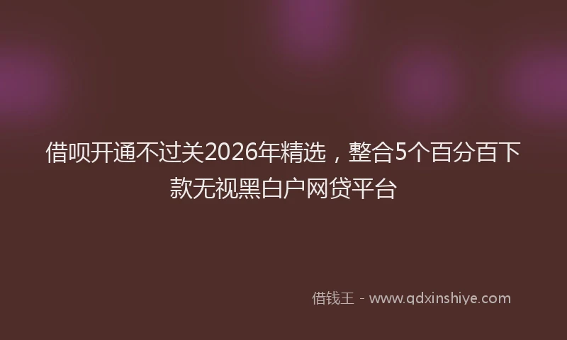 借呗开通不过关2026年精选，整合5个百分百下款无视黑白户网贷平台