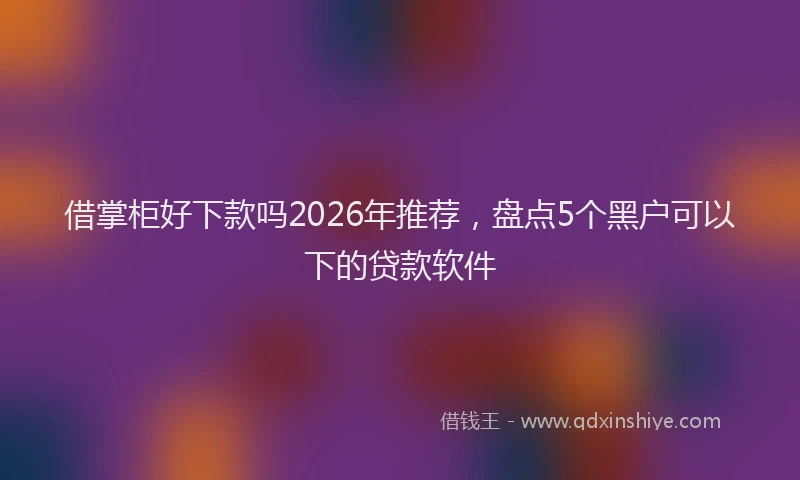 借掌柜好下款吗2026年推荐,盘点5个黑户可以下的贷款软件