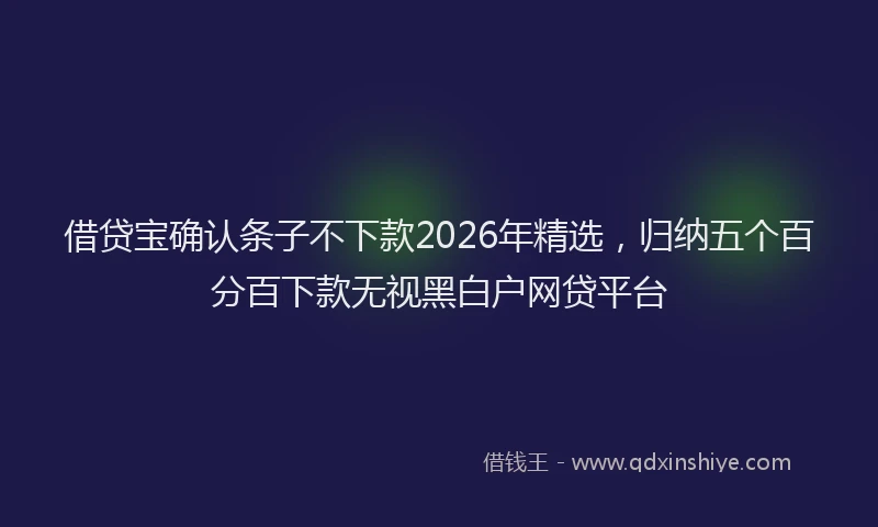 借贷宝确认条子不下款2026年精选，归纳五个百分百下款无视黑白户网贷平台