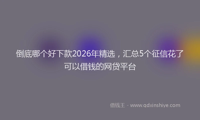 倒底哪个好下款2026年精选，汇总5个征信花了可以借钱的网贷平台