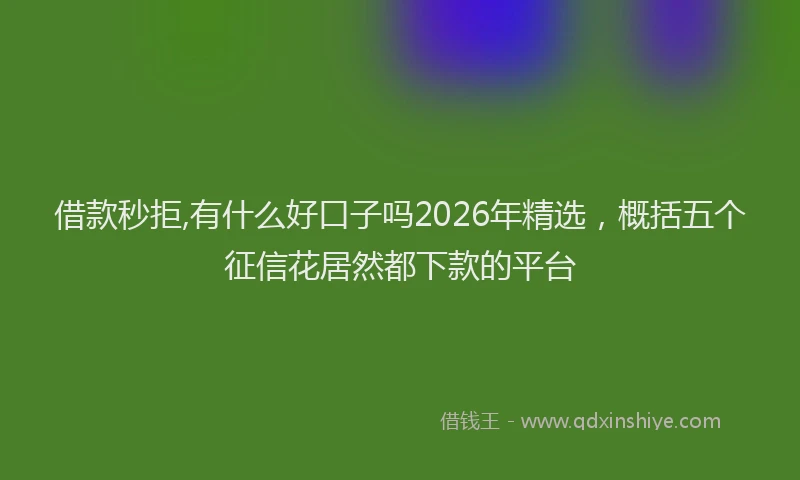 借款秒拒,有什么好口子吗2026年精选，概括五个征信花居然都下款的平台