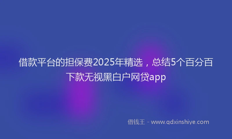 借款平台的担保费2025年精选，总结5个百分百下款无视黑白户网贷app