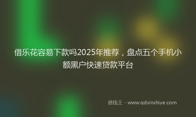 借乐花容易下款吗2025年推荐，盘点五个手机小额黑户快速贷款平台