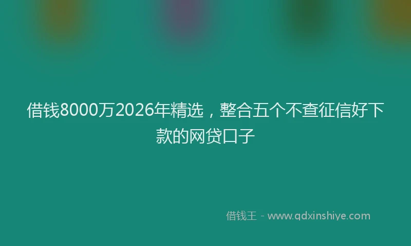 借钱8000万2026年精选，整合五个不查征信好下款的网贷口子