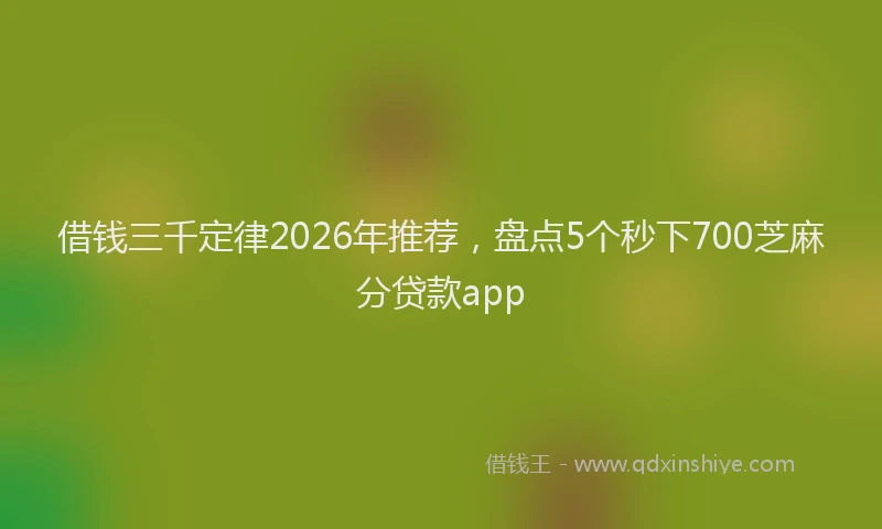 借钱三千定律2026年推荐，盘点5个秒下700芝麻分贷款app
