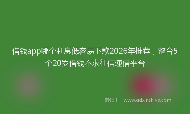 借钱app哪个利息低容易下款2026年推荐,整合5个20岁借钱不求征信速借平台