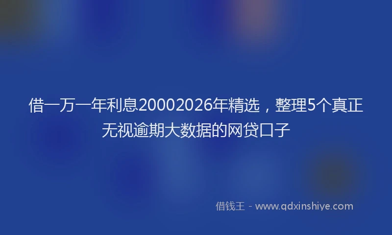 借一万一年利息20002026年精选，整理5个真正无视逾期大数据的网贷口子