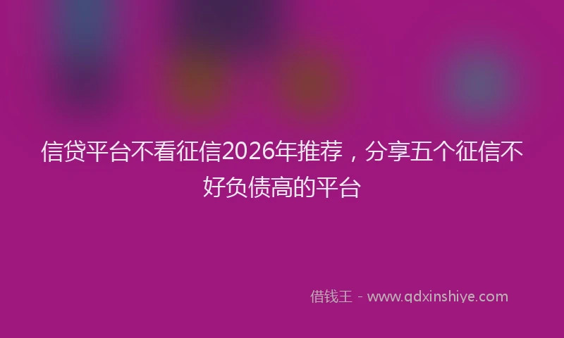信贷平台不看征信2026年推荐，分享五个征信不好负债高的平台