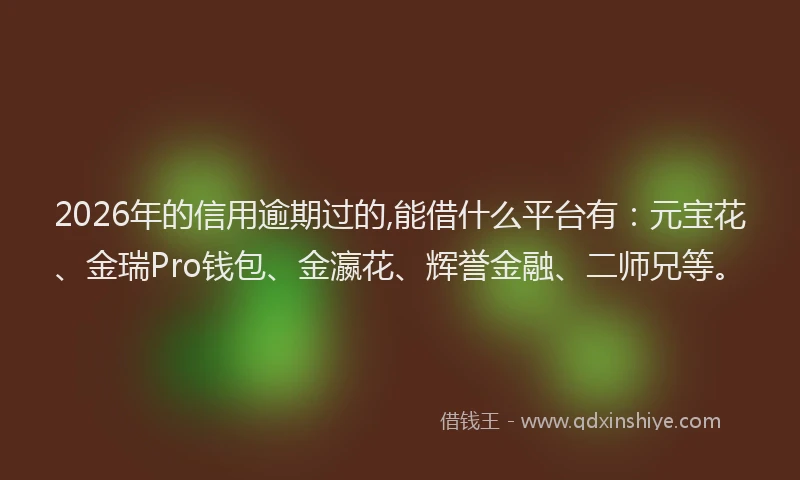 2026年的信用逾期过的,能借什么平台有：元宝花、金瑞Pro钱包、金瀛花、辉誉金融、二师兄等。
