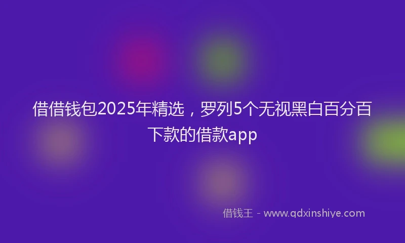 借借钱包2025年精选，罗列5个无视黑白百分百下款的借款app