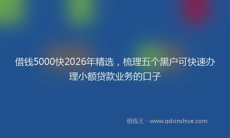 借钱5000快2026年精选,梳理五个黑户可快速办理小额贷款业务的口子