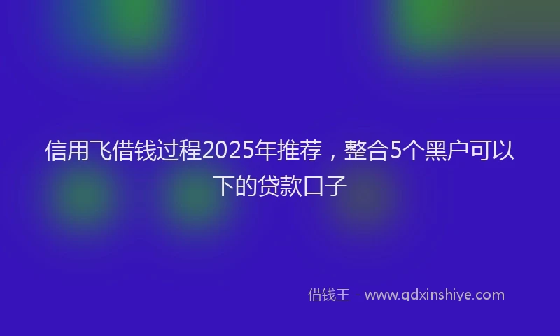 信用飞借钱过程2025年推荐，整合5个黑户可以下的贷款口子