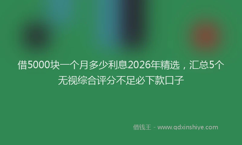 借5000块一个月多少利息2026年精选，汇总5个无视综合评分不足必下款口子