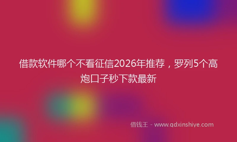 借款软件哪个不看征信2026年推荐,罗列5个高炮口子秒下款最新