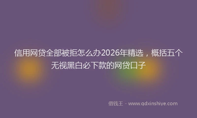 信用网贷全部被拒怎么办2026年精选,概括五个无视黑白必下款的网贷口子