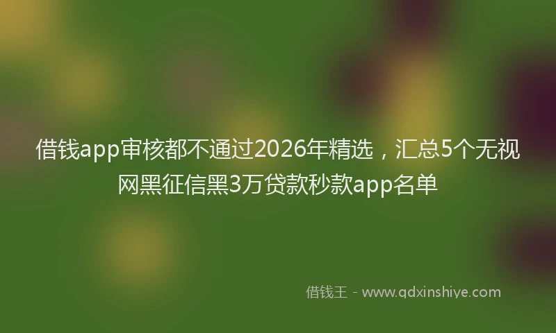 借钱app审核都不通过2026年精选，汇总5个无视网黑征信黑3万贷款秒款app名单