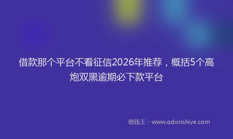 借款那个平台不看征信2026年推荐，概括5个高炮双黑逾期必下款平台