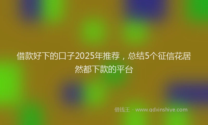 借款好下的口子2025年推荐，总结5个征信花居然都下款的平台