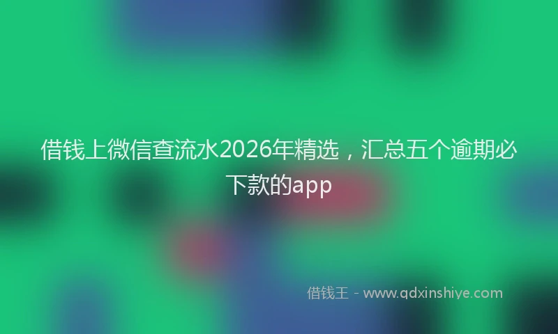 借钱上微信查流水2026年精选,汇总五个逾期必下款的app