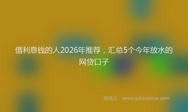 借利息钱的人2026年推荐，汇总5个今年放水的网贷口子