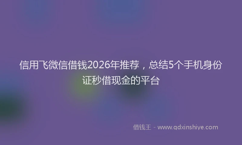 信用飞微信借钱2026年推荐，总结5个手机身份证秒借现金的平台