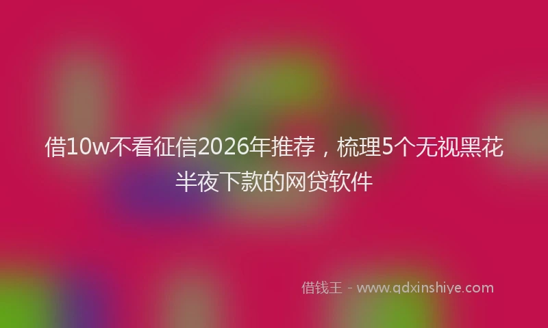 借10w不看征信2026年推荐，梳理5个无视黑花半夜下款的网贷软件